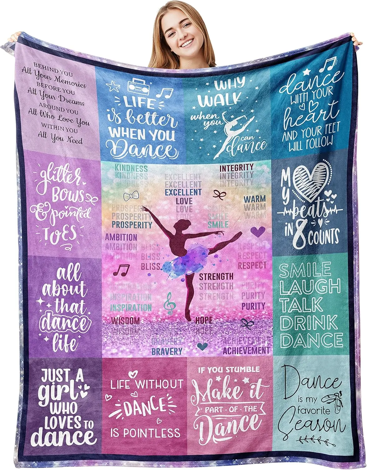 Dancer Gifts Blanket 60’’x50’’, Dance Recital Gifts for Girls/Teens/Dance Teachers/Dance Team, Ballet Dance Teacher Appreciation Gifts, Best Birthday Gifts for Dance Lover Throw Blanketa
