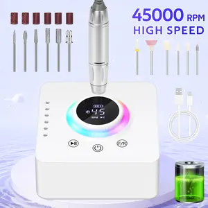 Professional Electric Nail Drill Machine 45,000 RPM – High-Speed USB Powered Nail File with Base, Nail Drill Bits Included, Portable for Acrylic Gel Nails, Salon & Home Manicure Pedicure