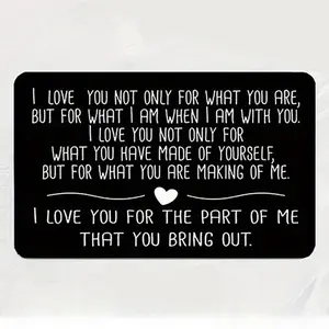 I Love You Wallet Card, 1 Count Romantic Message Personalized Aluminum Alloy Insert Card, Suitable for Husband, Boyfriend Or Lover