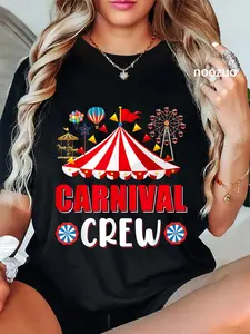 100% Cotton Unisex Carnival Crew Funny Circus Staff Costume Circus Theme Party T-Shirt Casual Top