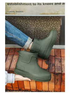 Men's Urban Comfort Waterproof Shoes Boots, Eco-Friendly PVC Material, Soft Lining, Enhanced Anti-Slip Sole, Casual Footwear, Waterproof Ankle Boots