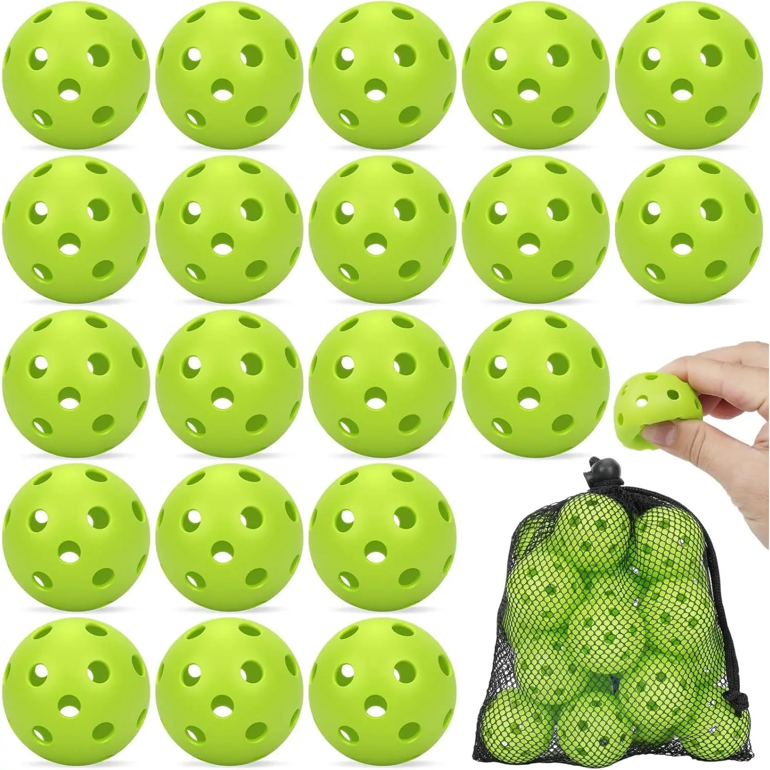 1.65" Small Size Soft Balls Mini Plastic Training Baseballs - 20/40/80 Pack, Training Use, Indoor/Outdoor Hitting & Pitching, With Drawstring Bag
