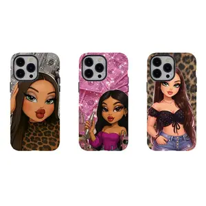 [No magnetic]  Bratz Doll Phone Case,2000s Baddie Aesthetic hard phone Cover,Trendy Y2K Dual-Layer design phone case,for iPhone 17 16 15 14 13 12 11 8 7 for Samsung For Galaxy Series,Durable Shockproof Protective smartphone Cover,perfect gift for her