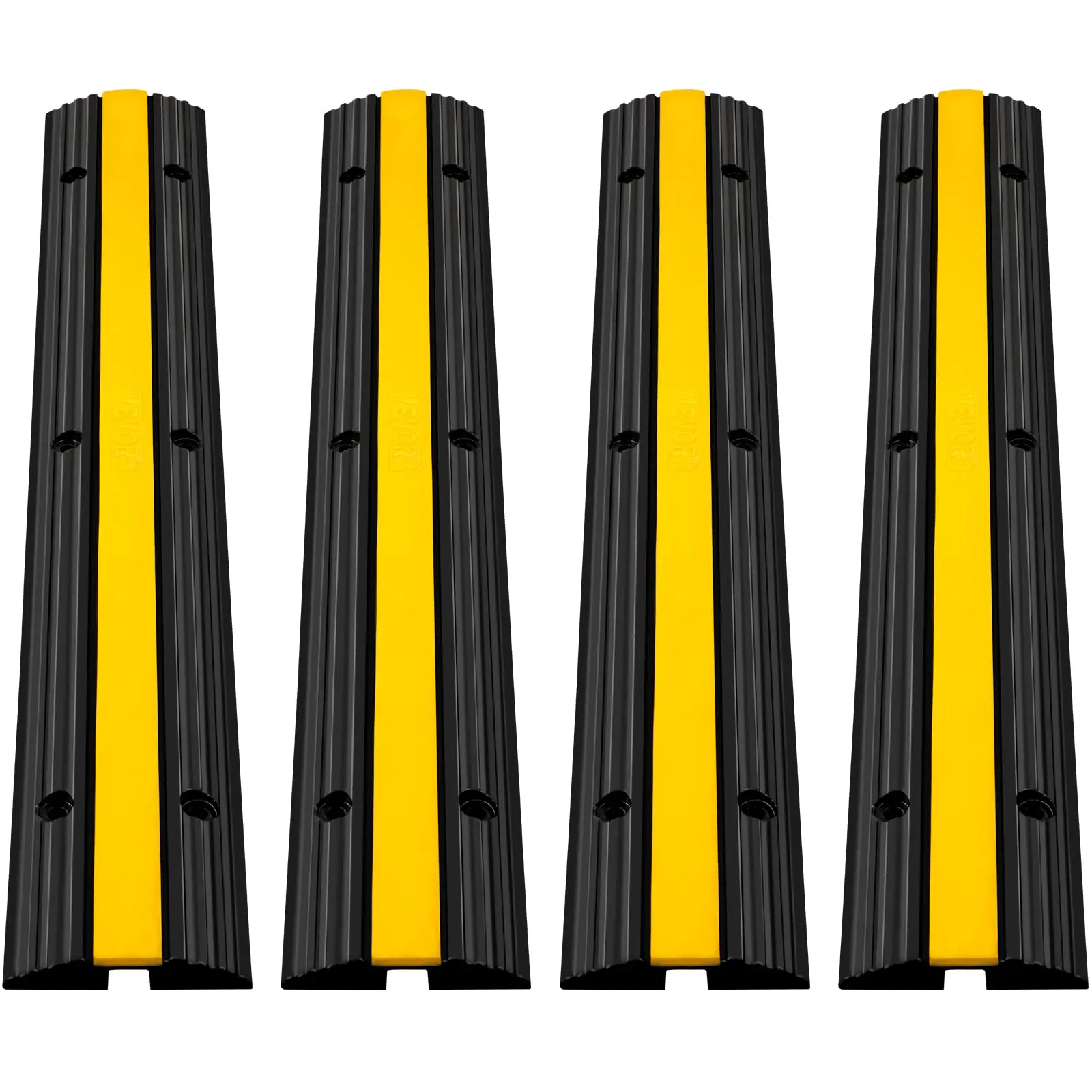 VEVOR 4-Pack Heavy-Duty 1-Channel Rubber Cable Protector Ramps Speed Bump, 22046Lbs Load Cap., Driveway Cord Cover for Outdoor Use, Protects Wires & Hoses,home decor