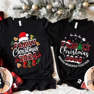Christmas Family 2024 Shirt,Christmas Family Shirts, Christmas Party, Family Shirt, Matching Xmas Tees, 2024 Tee Casual Womenswear Adjustable Clothes
