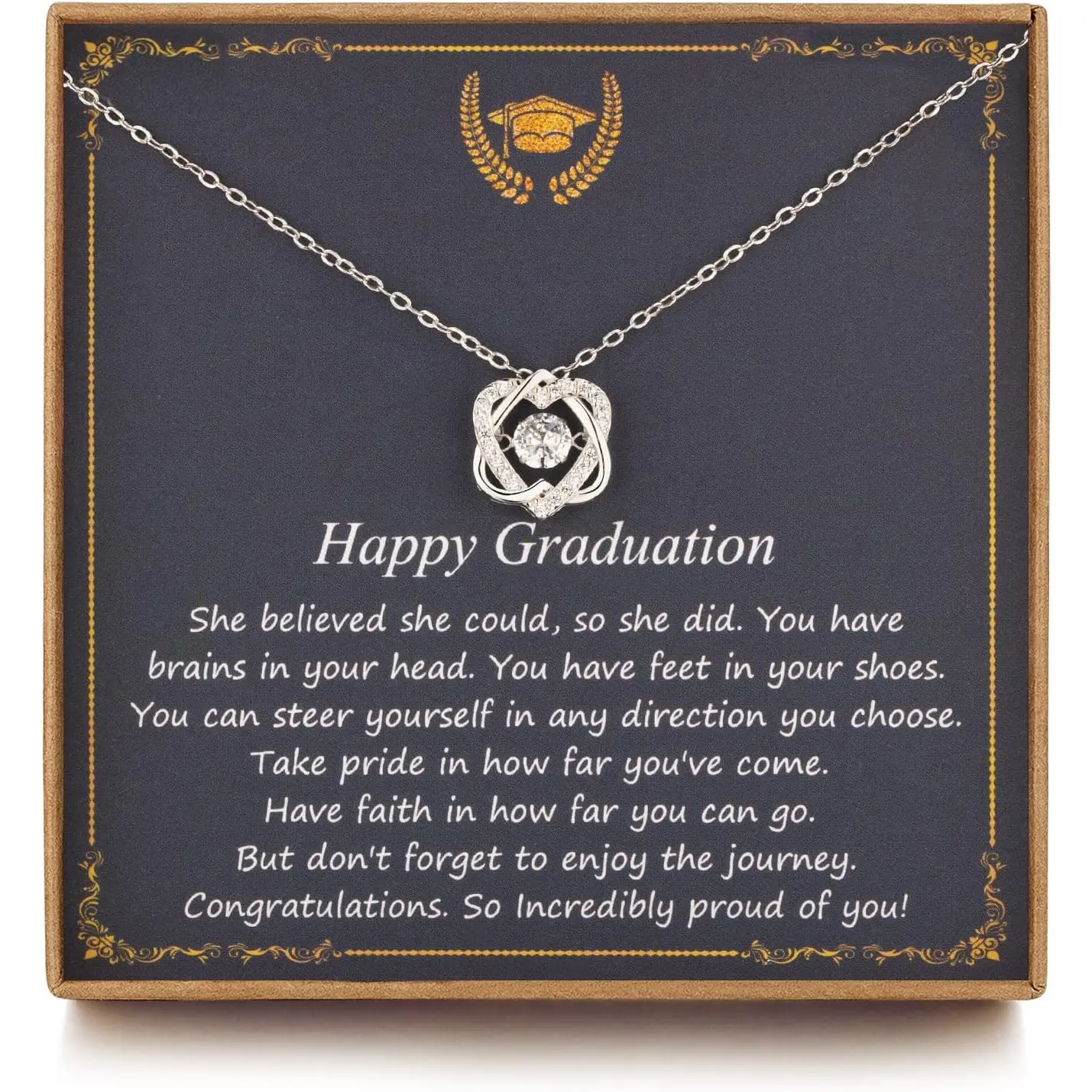 Graduation Gifts for Her 2026 College, Sterling Silver Two Interlocking Infinity Heart Necklace, Inspirational Graduation Gift, High School Graduate Gifts for Best Friend or Daughter