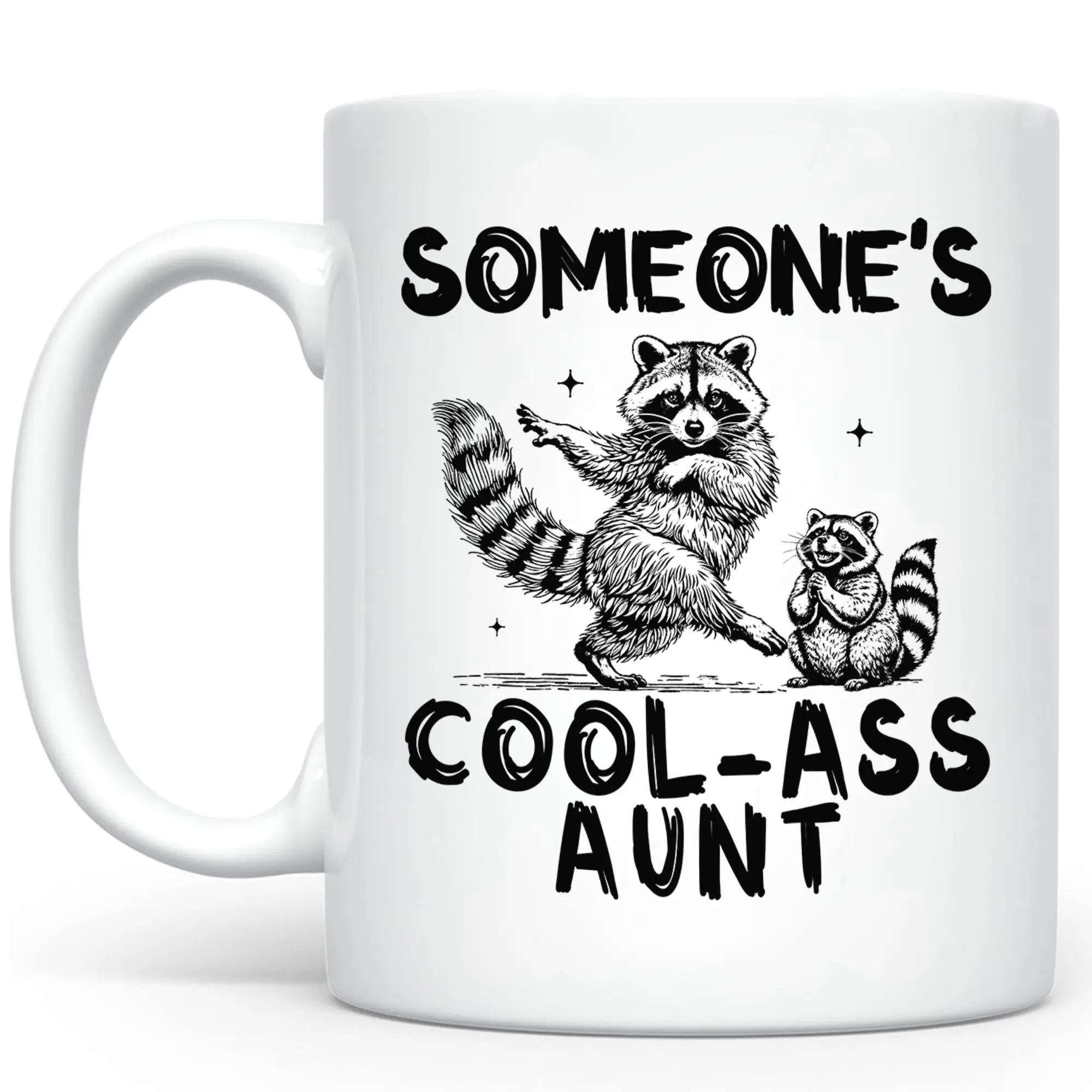 Cool Aunt Ceramic Mug, Funny Auntie Coffee Mug, Raccoon Meme Auntie Tea Cup, Cool Aunts Club Ceramic Coffee 11Oz 15Oz Mug, Gift For Aunt