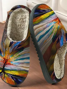 Artistic Healing Cotton Slippers, Plush Lined Anti-Slip Thick Sole, Home Art Therapy Enthusiasts Fall & Winter Warm Shoes