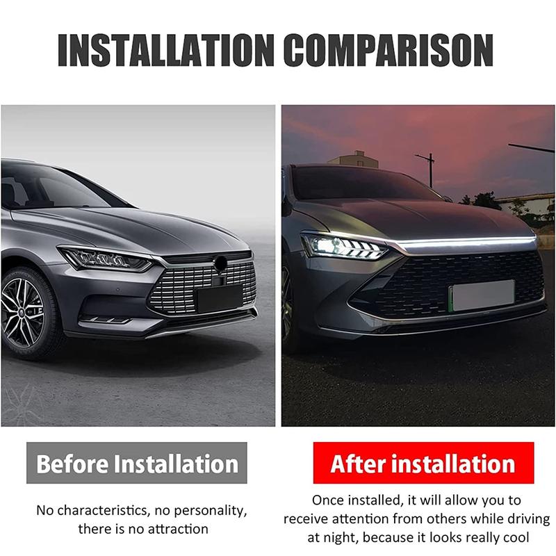 Car Hood Light Strip, 70 Inch 12V Flexible Waterproof LED Lights for Car, Universal Engine Cover Decoration Accessories for Cars, SUVs, Trucks, Dynamic Scan Start-up Effect