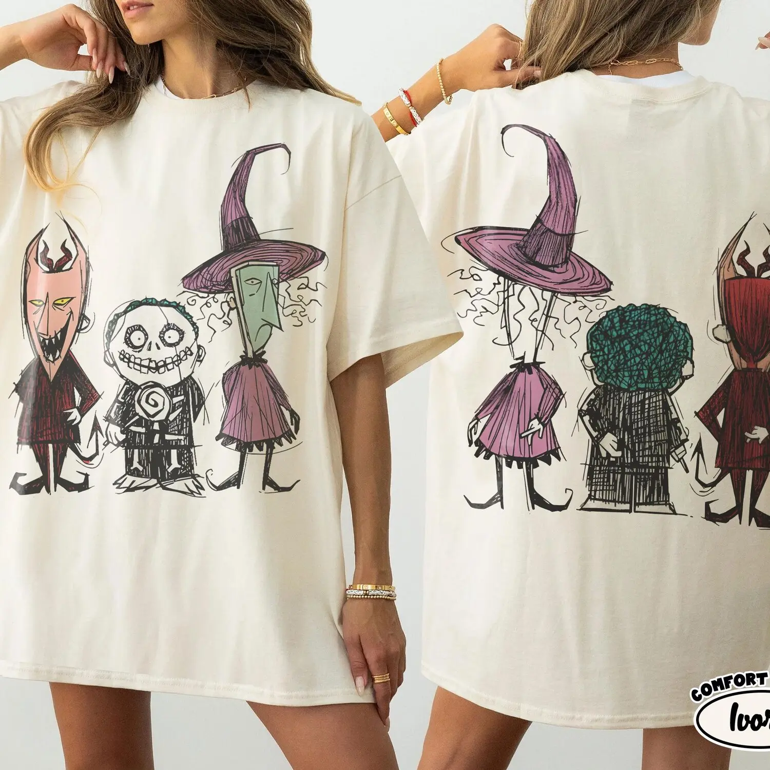 Comfort Colors Two-Sided Lock Shock Barrel Shirt, Trick or Treat Party Shirt, Nightmare Before Christmas Halloween Tee