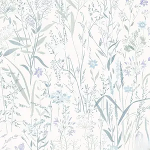 Floral Peel and Stick Wallpaper Boho Contact Paper Morandi Watercolor Sage Green Blue Flower Wallpaper Modern Wall Paper for Bedroom Removable Self-Adhesive Thicken Decoration 17.3In x 6.6Ft