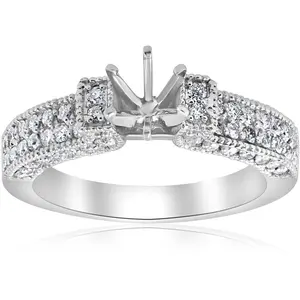 1 1/4ct Vintage Engagement Ring Setting 14K White gold