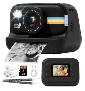 Kids Camera, 1080P Instant Digital Print Camera for Kids, Christmas Birthday Gifts for 4 5 6 7 8 9 10 Year Old Girls Boys, Portable Toy with 8GB SD Card & 3 Rolls Printing Paper,white