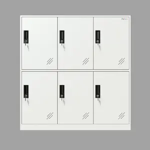 6 Door Metal Lockable Cabinet Locker with Keys - Secure Storage for Office, Gym, School