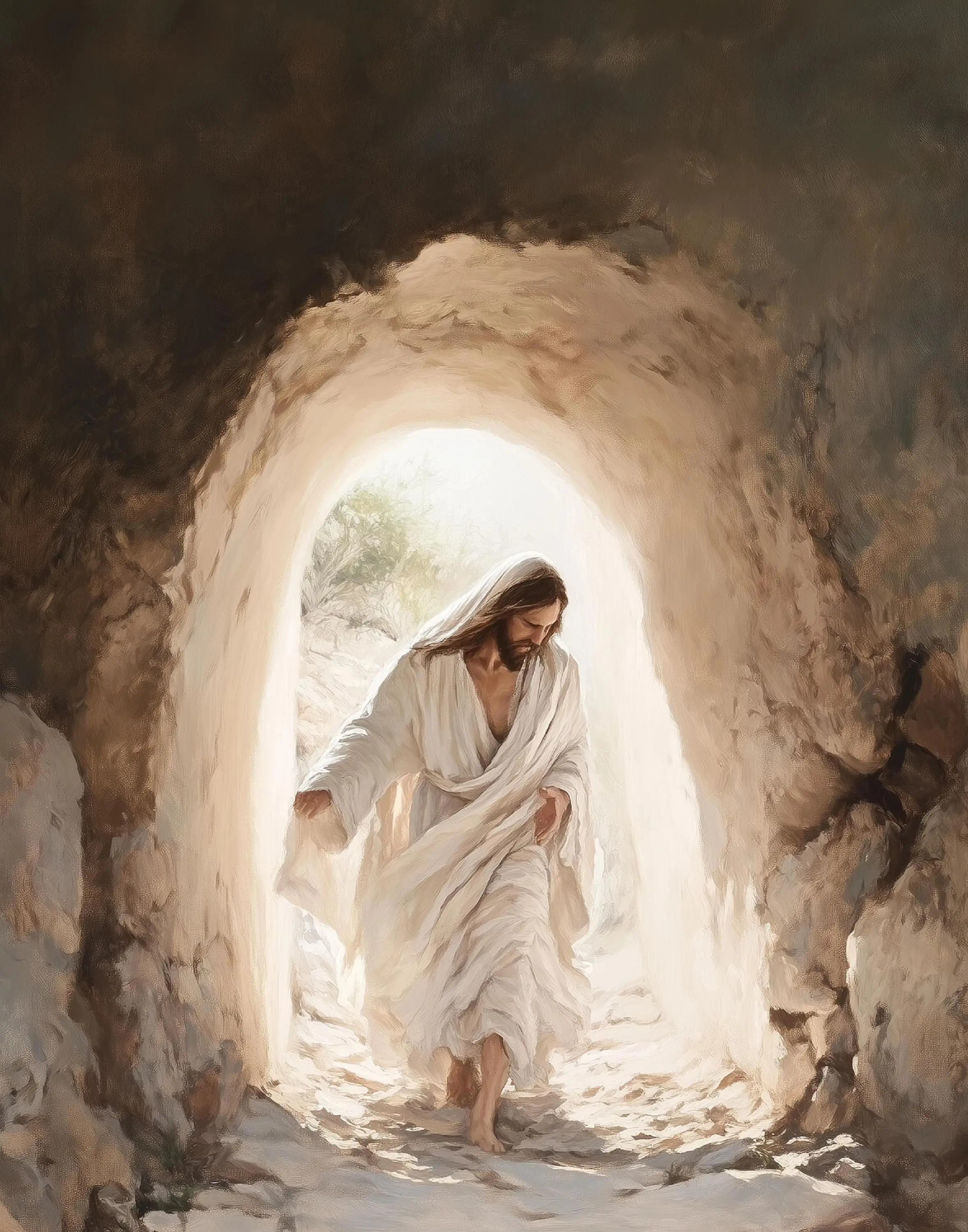Jesus Christ Easter Wall Poster, He is Risen, Jesus Alive Decor, Resurrection Jesus Leaving The Tomb