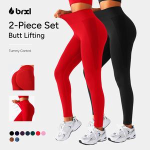 BRXL 2-Piece set Lycra Fabric Butt Lifting No Front Seam High-Waisted Breathable Yoga Pants Tummy Control Seamless Gym Running Leggings #Parati #GymWorkout #TikTokMadeMeBuyIt #outdoorfun #Summervibes-3