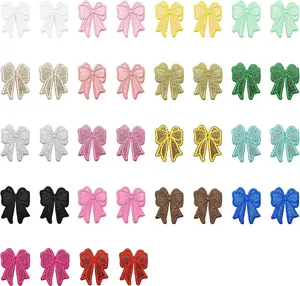 36PCS Bow Ties Iron on Patches - 2.8" Embroidered Sew on Applique Patches for Clothes, Jeans, Hats & Backpacks Repair & Decor