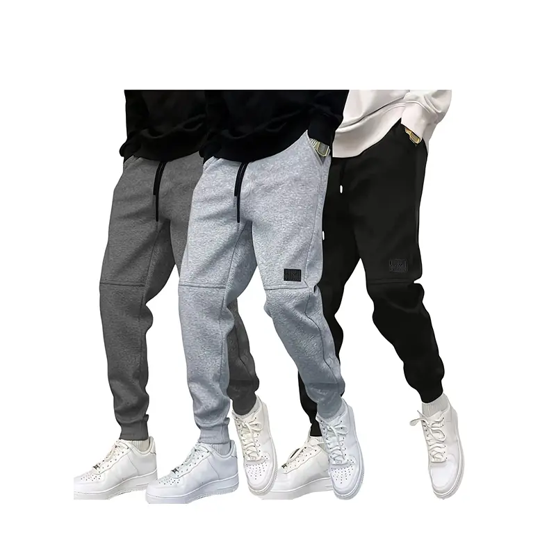Men's Fleece Sweatpants, Sporty Chic Athleisure Style Sports Bottoms for Winter Running, Warm with an Elastic Waist