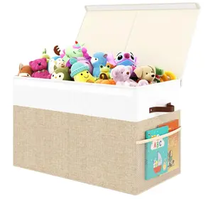 Large Toy Storage Box with Lid Upgraded Toy Storage Chest Organizer with Divider Foldable Toy Bin for Kids Boys Girls Playroom Nursery Bedroom (25"x13"x16")
