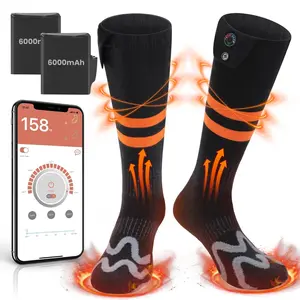 Heated Socks for Men Women Rechargeable Washable 7.4V 6000mAh Battery Heated Socks APP Control Electric Heated Socks for Hunting Heated Ski Socks