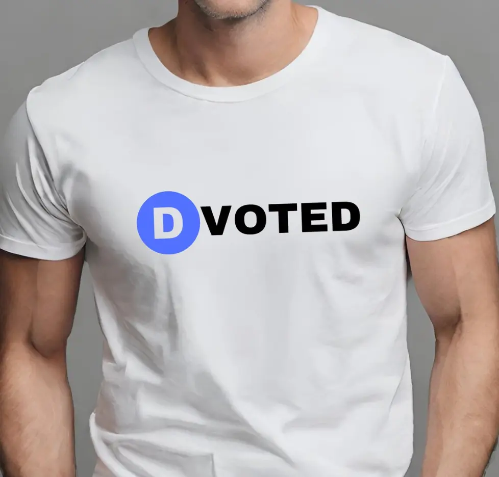 Devoted Democratic voter tshirt US Presidential elections 2024 mens tee t-shirt classic fit crew neck top Democrat supporter unisex shirt Casual Cotton