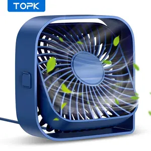 TOPK Portable Mini Fan, Travel Fan, USB Desk Fan, 3 Speed Wind Personal Fan, 360° Rotatable Head Standing Fans for Room Camping Home, Adjustable Fans