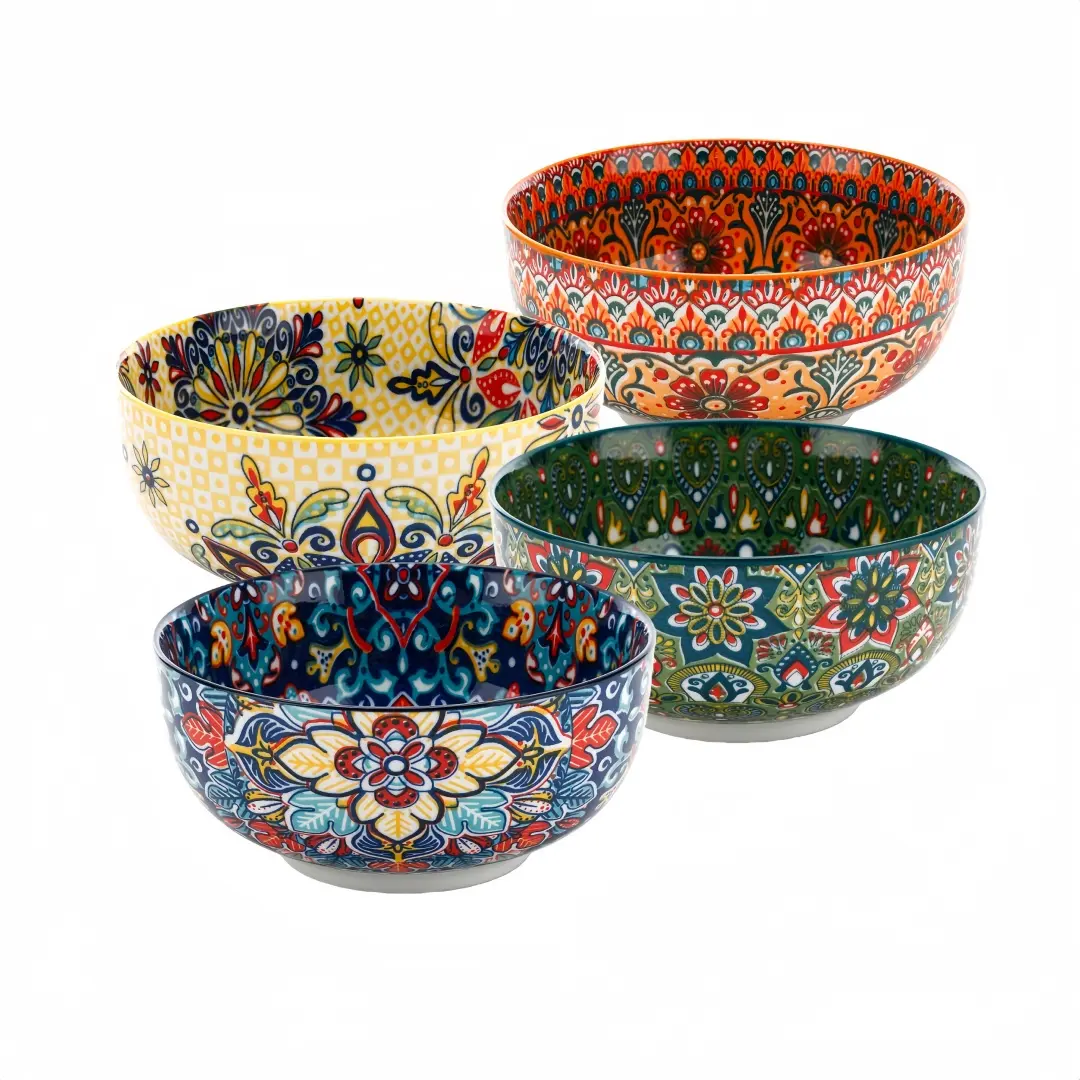 4pcs Ceramic Bowls Set, Kitchenware Ceramics, 22oz Soup Bowl, 5.91 Inch, Kitchen Cereal Bowl, Ceramic Pasta Bowls, Ceramic Salad Bowls, Dessert Rice Noodles Snacks, Dishwasher Safe