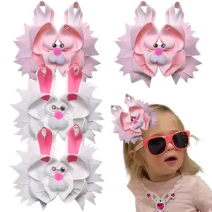 Summervibes JoyBowie 4-pack 5-inch Premium Gross Ribbon Ribbon Windmill Hair Clips with Alligator Clips, suitable for girls, babies, toddlers, and teenagers. hairbows accessory