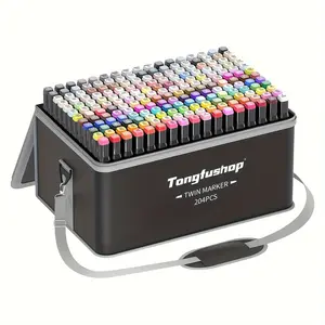 2024 Tongfushop 204 Colors Alcohol Markers, Double Tip Blender Art Drawing Markers Set, Professional Permanent Sketch Markers For Adult Coloring Illustrations With Organizing Case, Pad