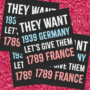 They Want 1939 Germany, Let's Give Them 1789 France Sticker, Small Bumper Sticker, Leftist Laptop Decal, French Revolution Vinyl Sticker