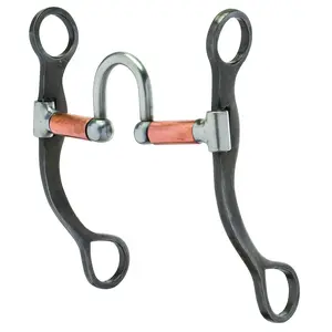 Weaver Leather Professional Shank Bit - 5" Low Port Correction Mouth, 7" Cheeks, Copper Roller Bars, Blackened Steel