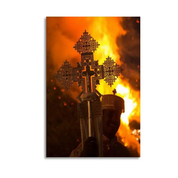 Mesikel Ethiopian Eritrean Orthodox Cross Poster for Wall Art Decoration Room Home Bedroom Religious Canvas Art Print