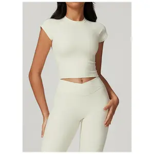 Women's Spring Glow Up Seamless Short Sleeve Top High Elastic Push Up Snatched Yoga Gym Workout Tee for Active Wear