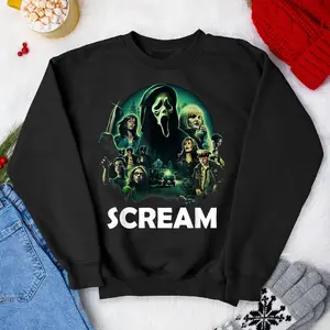 Halloween Costumes Sweatshirt, Halloween Sweatshirt, Scream Ghostface Creepy 2024 ,Halloween Party 80s Horror Movie Classic Sweater Gifts