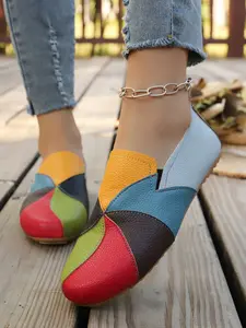 Women's Flat Shoes, Comfortable Lightweight Walking Sneakers, Fashion Colorful Slip-On Casual Footwear, Lightweight Flats, Ideal for Work, All-Day Comfort