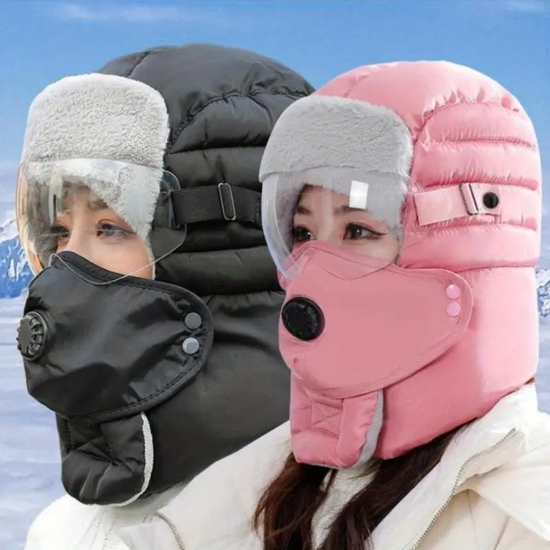 Men's & Women's Winter Cycling Hat  Windproof & Warm Velvet Lined Hat  Cold-Proof, Anti-Drop, Ear Protection for Autumn & Winter Outdoor Activities