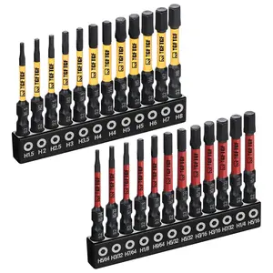 Hex  Allen Wrench Drill Bit Set, 24 count, 2-inch (Metric & SAE),  S2 Steel 1/4" Hex-Shank Hex Bit Set, CNC Machined   Bit Set, Storage Box, Automotive