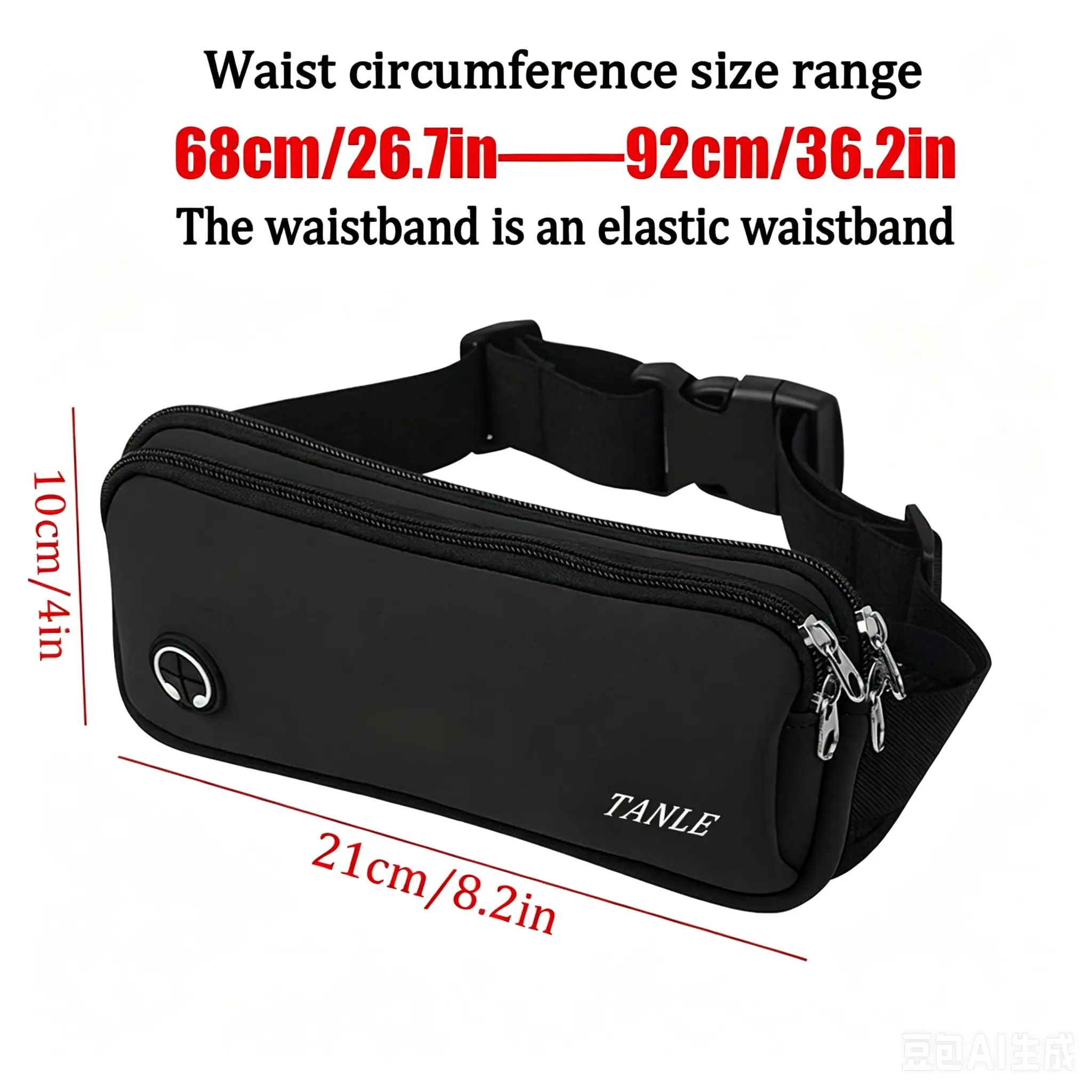 Waist Bag Fanny Pack, Elastic binding band IPX4 Water Resistant Double Layer Crossbody Belt Bag for Running Hiking Travel Workout, Adjustable Strap Bumbag for Men Women