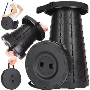 2 Pack Collapsible Stool, 400lbs Max Weight, Lightweight But Sturdy, Portable Retractable Folding Telescoping Foldable Camping Stool for Adults Outdoor Fishing Hiking BBQ (2 Pack Black)