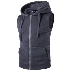 Mens Casual Slim Fit Zip-up Sleeveless Hoodie Lightweight Workout Tank Tops Gym Hoodies