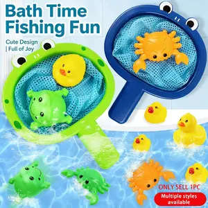 Baby Bath Toy Set, Frog Crab Fishing Net, Duck Float Toys, Bathroom Pool Water Play, Unisex Kids Educational Toy, Baby Shower Gift, Safe for Kids