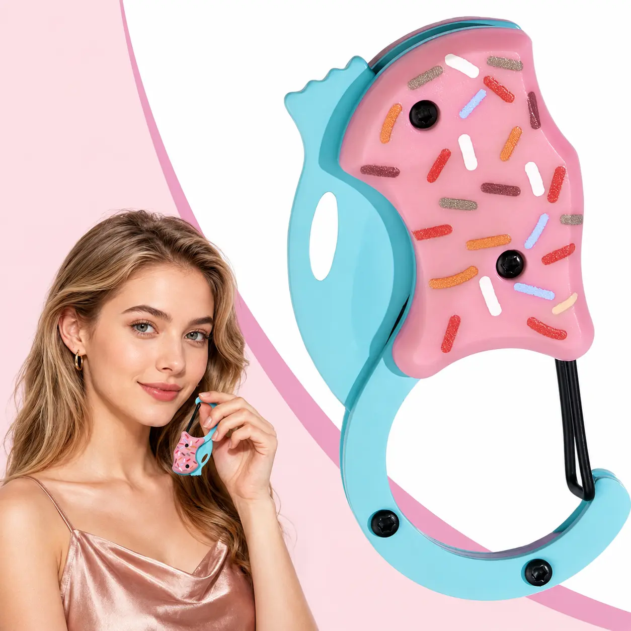 Donut Design Mini Folding Pocket Knife, for Daily EDC Carry & Household Box Cutting, Pink Stylish Multi-Purpose Utility Cutter, Unique Portable Gift Knife for Men Women
