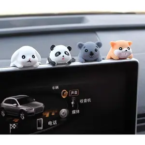 JOCK Cute Animals Figurines Car Dashboard Decorations Interior, 4PCS Panda Bunny Rear View Mirror Accessories for Women, Funny Computer Monitor Decor
