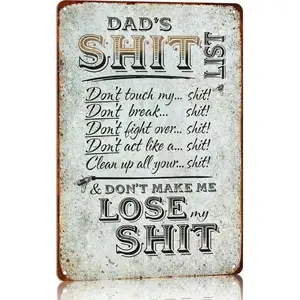 Vintage Metal Sign 'Dad's List' 12x8 Inch for Garage Bedroom Man Cave Funny Novelty Gift for Dads Men Home Decoration High-Quality Durable Material Easy to Hang