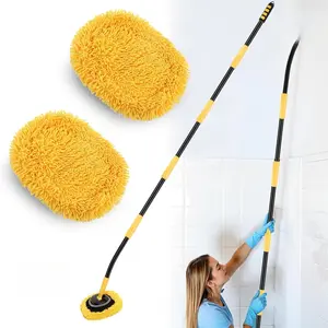 Wall Cleaner Mop,73”Wall Mop Cleaner with Long Handle,Ceiling Dust Mop with 15° Bent Labor-Saving Elbow Extension Pole for Cleaning Walls Window Ceiling Floor Car High Cabinet Brush Removable Retractable Set