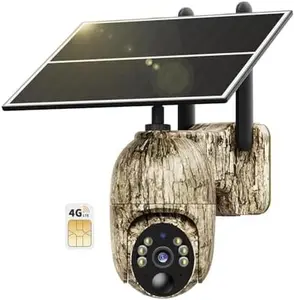 FallFreshness 4G LTE Solar Surveillance Camouflage Security Camera 2K HD 360° View Waterproof Motion Activated Night Vision 4G Data Card Included