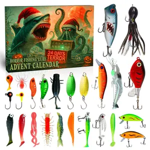 【Funewest】 Fishing Advent Calendar 2026, Spooky Halloween Lure Set with 24 Horror Fishing Baits, Christmas Countdown Gift for Adult Men Fishermen Father Boyfriend Outdoor Lover