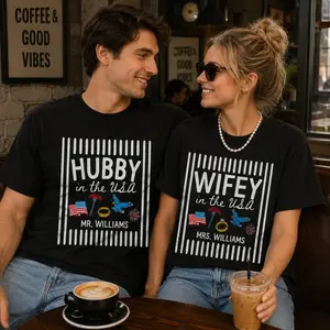 Fourth of July Couples Mr & Mrs Shirt, Funny Couples Memorial Day Shirt Gift For Wifey Hubby