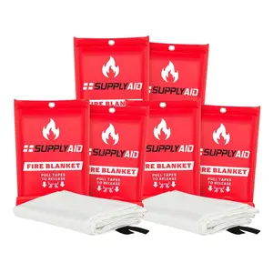 SupplyAID 6 Pack Emergency Fire Blanket for Camping and Safety Supplies, White SupplyAID 6 Pack Emergency Fire Blanket for Camping and Safety Supplies, White