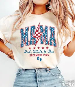 Sale Up To 70% - 4th of July Pregnancy Announcement Shirt, American Mama, Red White and Due, Patriotic Maternity Tee, July Fourth Shirt for Mom to Be, Independence Day Shirt - Womenswear, Made In USA